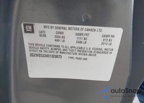 2005 Pontiac Grand Prix Gt из США, поврежденный, VIN 2G2WS522451329073